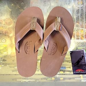 Brand new Leather Rainbow Sandals, Tan, size Medium (men's 8.5-9.5)